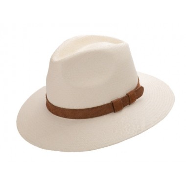 Adrien sombrero panamá copa Safari color blanco y correa de ante. Fernández y ROCHE.