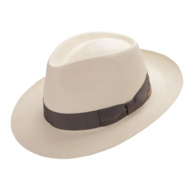 Amaru sombrero de hombre panamá copa fedora color blanco y cinta gris. Fernádez y ROCHE