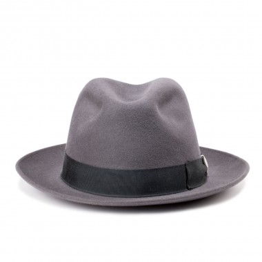 Dulio sombrero fieltro de pelo estilo fedora color acero. Hecho a mano en España. Fernández y Roche