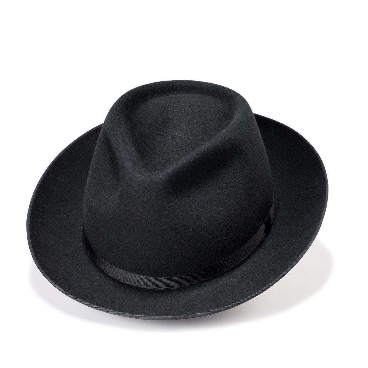 Telde felt hat with hairstyle tear crown black. Handmade in Spain. Fernandez Y Roche
