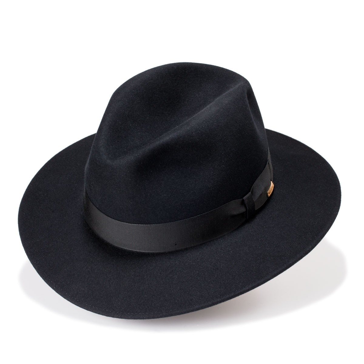 Albi black hat felt hat with hair Crown style. Handmade in Spain. Fernandez y Roche