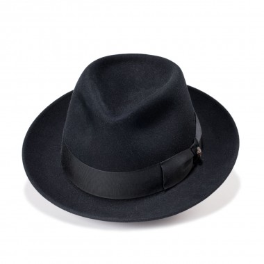 London Black Fedora Style Felt Hat. Handmade in Spain. Fernandez y Roche