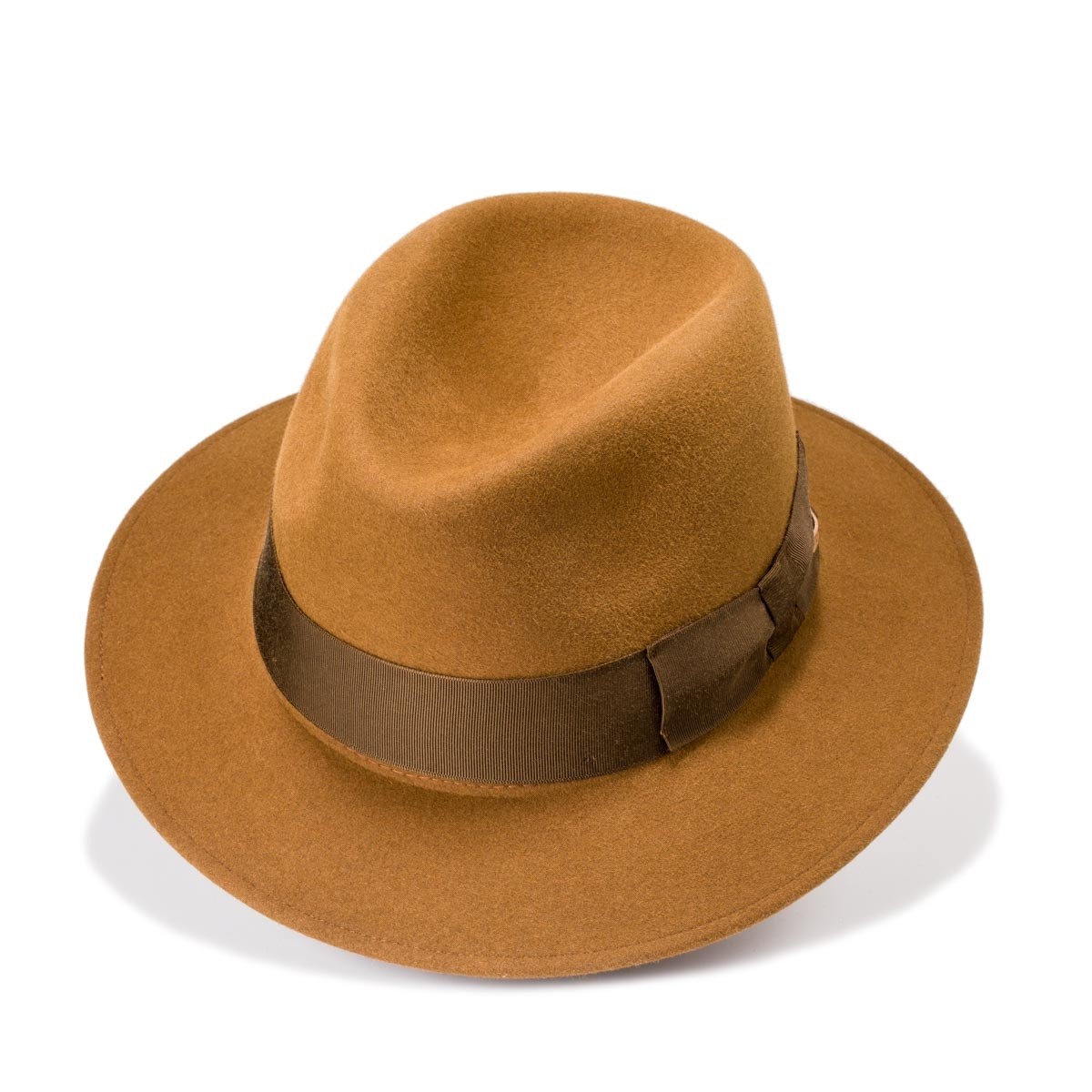 Corme sombrero fieltro de pelo estilo Copa Partida color Marrón Ocre. Hecho a mano. Fernández y Roche